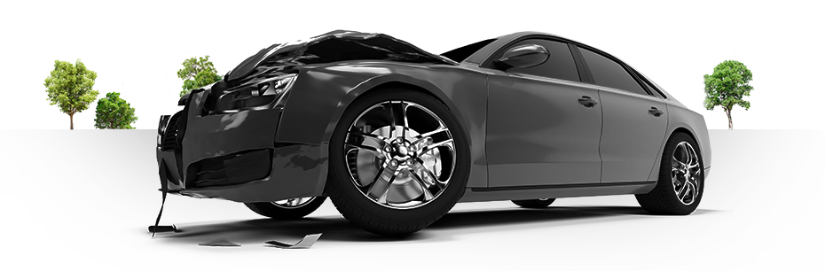 Schwarzes Auto mit Blechschaden